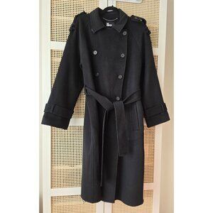 The Kooples Double Breasted Belted Coat,  Size FR 2 (M)